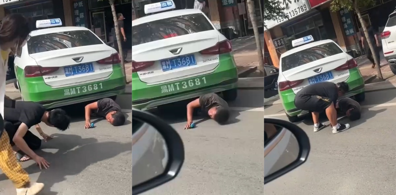 惊险现场 黑龙江男子被出租车碾压卡住下半身 路人合力抬车营救完整回顾