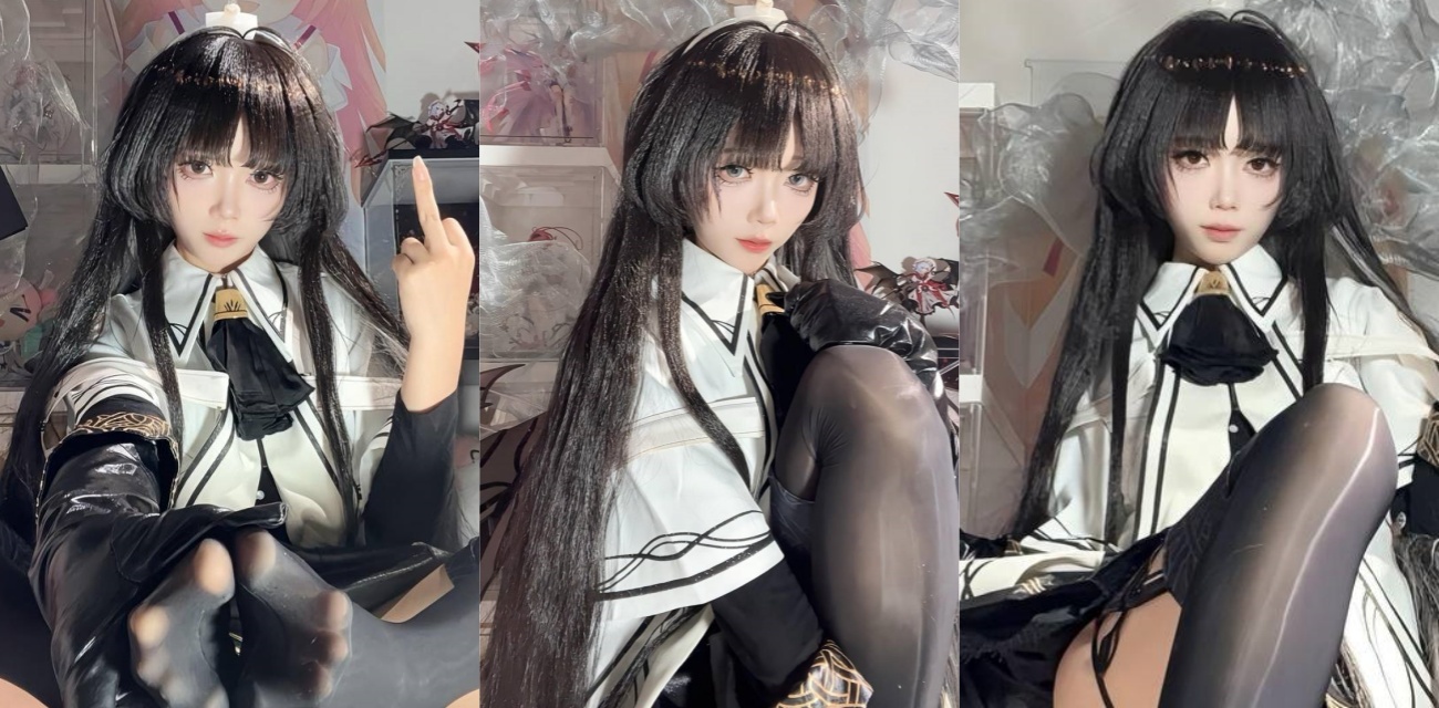 推特白栎Shirly明日方舟阿尔图罗cos 黑丝开档翘臀高抬足夹棒狂撸