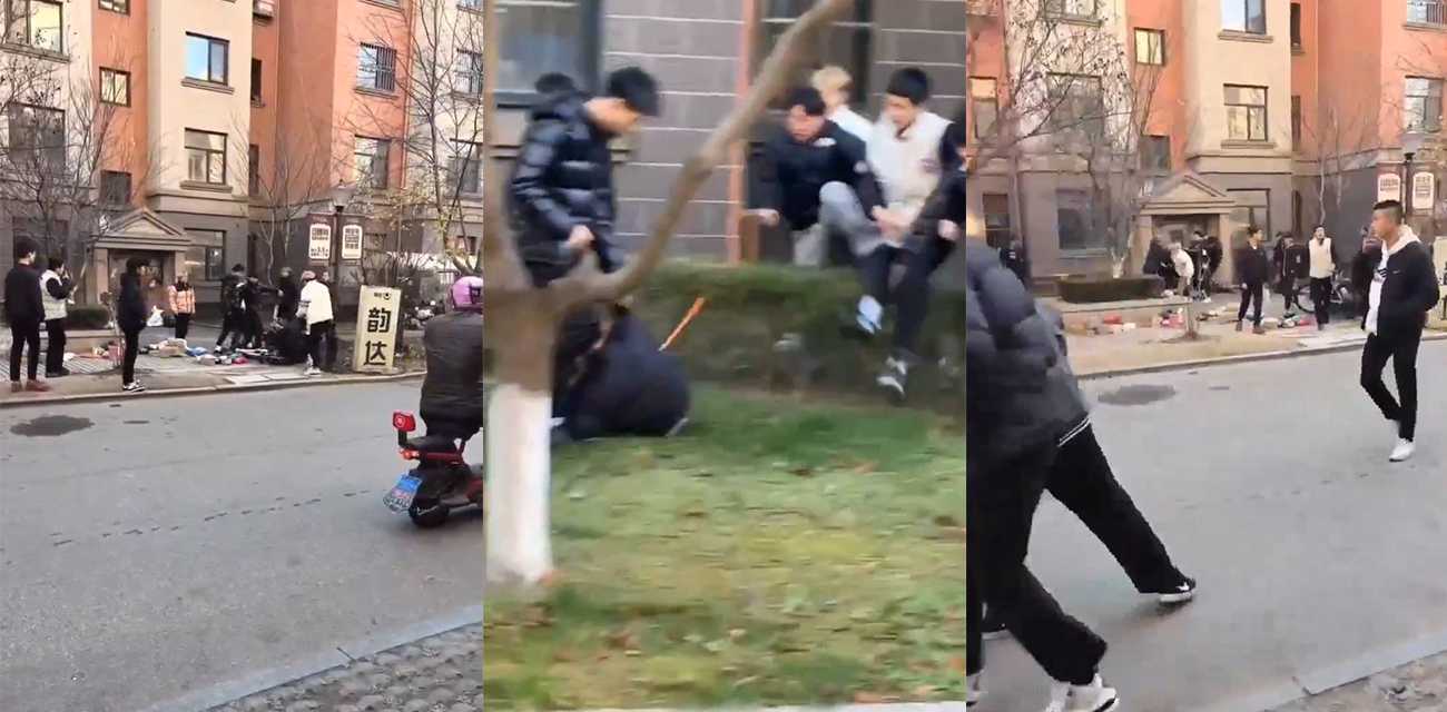 辽宁东港洗剪吹精神小伙街头大战 没见过精神小伙打架的 来看看有多精神！