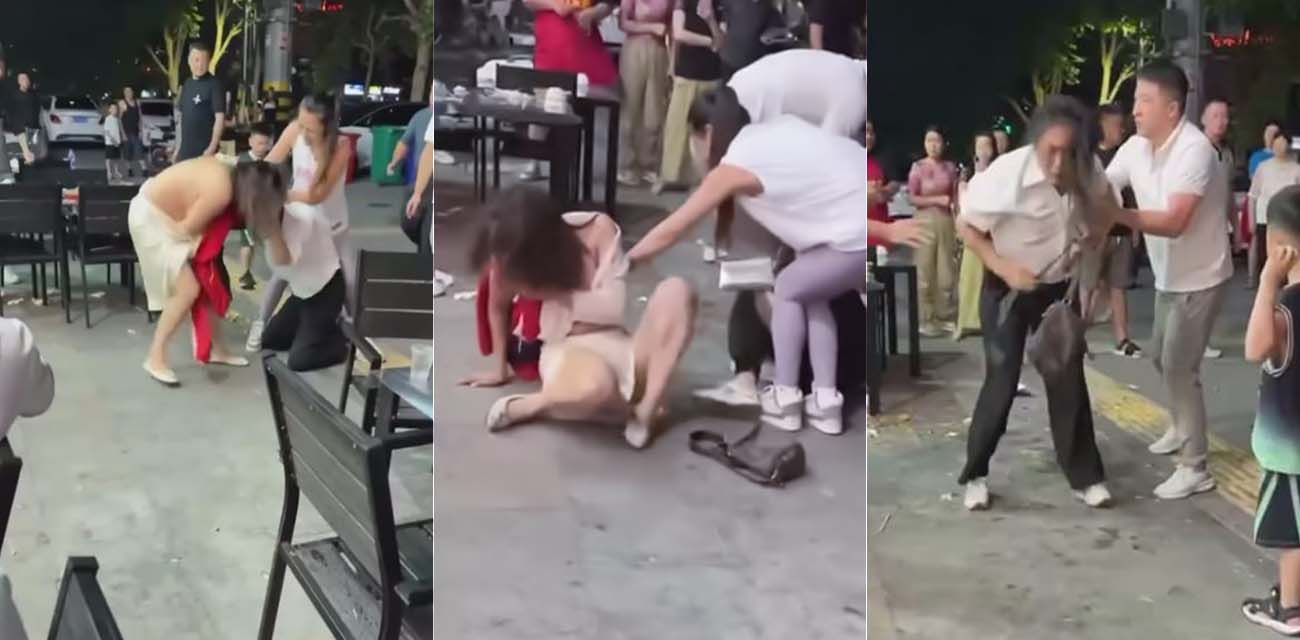 夜市摊前惊爆抓奸现场视频曝光 正宫抓奸小三当场撕衣 小三瞬间变全裸奶子乱颤 围观群众大饱眼福