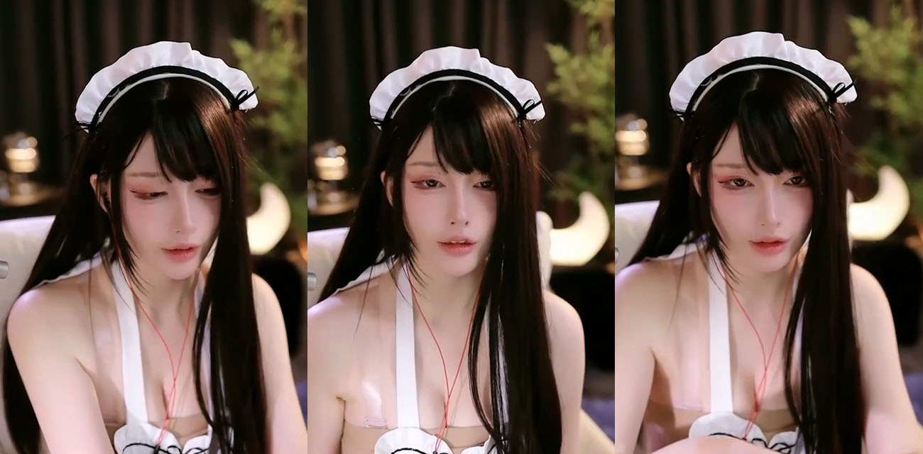 ASMR极品女主播一色雨 身穿性感黑丝女仆装 在镜头前直播喘麦诱惑