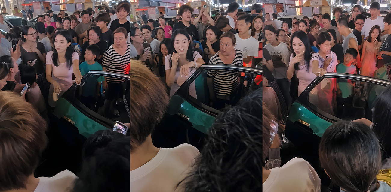烟台莱阳原配街头抓小三 三姐吓得躲车里哭成泪人 群众怼脸围 真是看热闹不嫌事大！